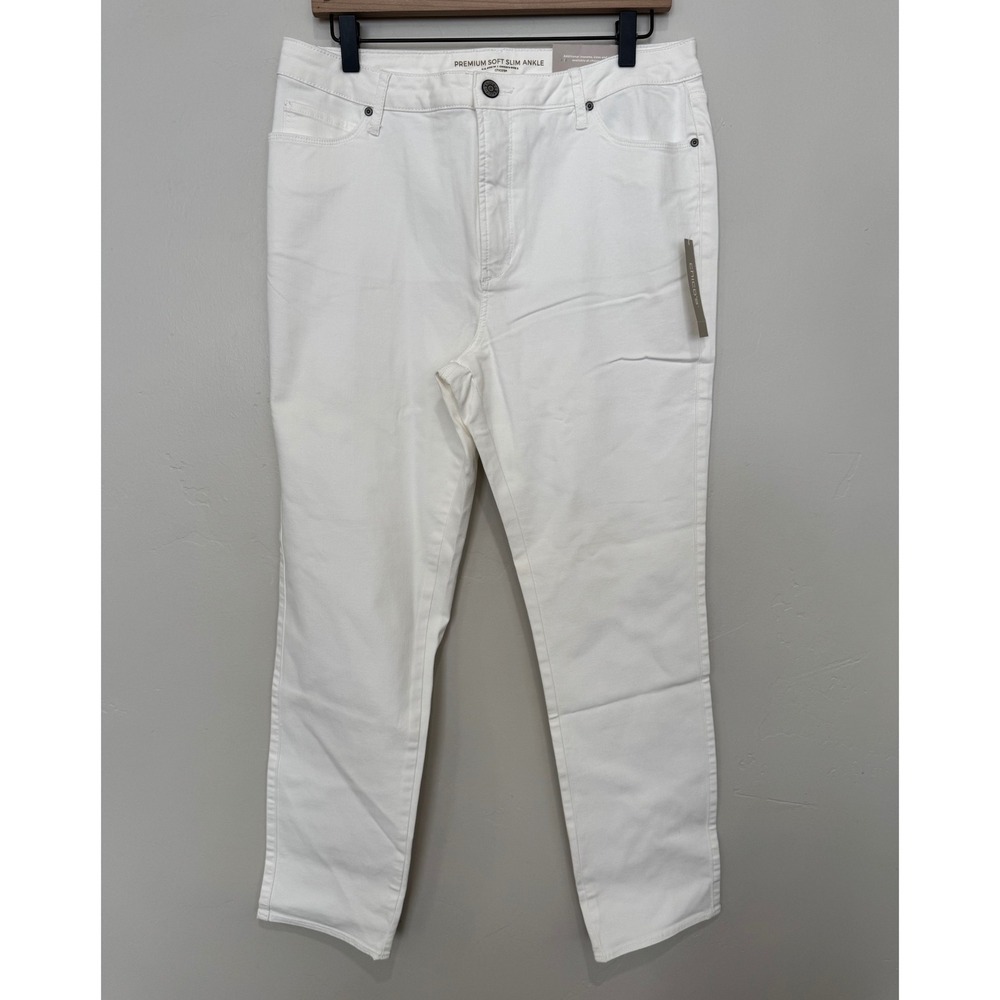 NWT Chico's Premium Soft Slim Ankle Jeans White 16 Size 3 Coastal Minimal Preppy